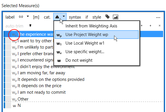 select project weight